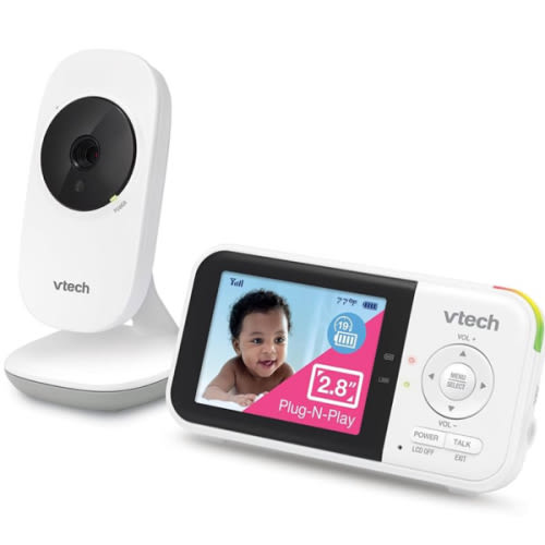 VTech VM819 Baby Monitor with Camera and Audio, 2.8” Screen Portable Baby Camera, Night Vision, 2-Way Audio, Temperature Sensor and Lullabies, Secure Transmission No WiFi, Ideal for Baby/Elderly/Pet