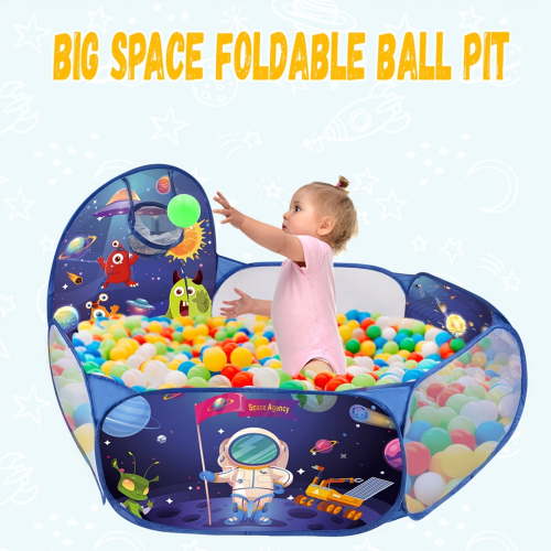 Willingheart Kids Ball Pit Large Pop Up Childrens Ball Pits Tent for Toddlers Playhouse Baby Crawl Playpen with Basketball Hoop, 4 Ft/120CM, Balls Not Included(Space Rocket)