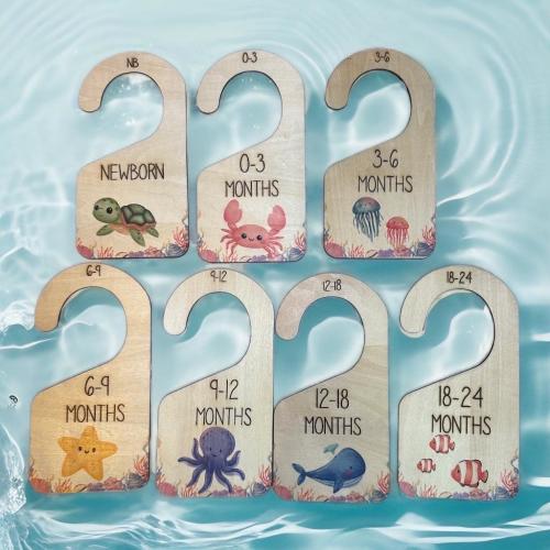 Closet Dividers, Baby , Wooden Dividers, Sea Animals, Dividers, Baby Clothes, Size Markers for Babies, Organize Baby's Closet, Gift Ideas