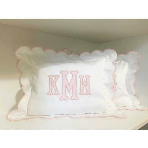 Scalloped Embroidered Applique Personalized Baby Pillow Cover Nursery Dorm