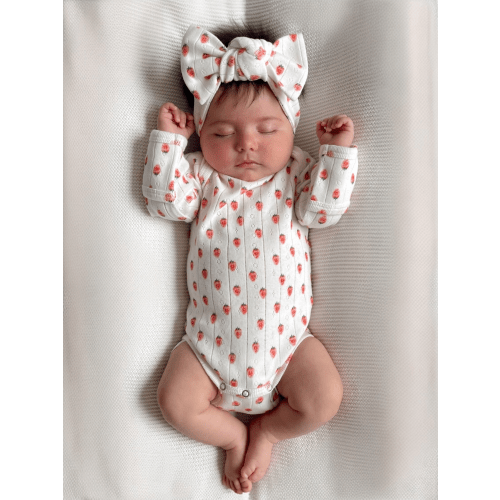 White Strawberry / Organic Pointelle Long Sleeve Bodysuit