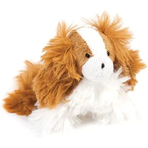 Oscar Newman Cavalier King Charles Pipsqueak Toy, 5-inch Length, White and Brown