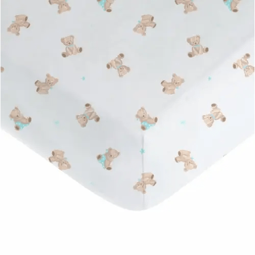 American Baby Company 100% Natural Cotton Fitted Crib Sheet 52" x 28" - Soft, Breathable, Hypoallergenic & Gentle Toddler Bed Sheet, Bear, Neutral for Boys & Girls