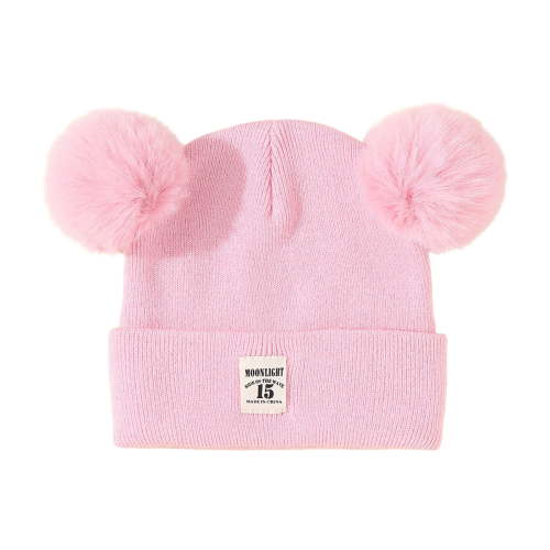Staki Baby Hat Winter Infant Baby Beanie with Bear Ear Cute Winter Hat for Toddler Boys Girls Soft Knitted Cap(Light Pink,0-36 Months)