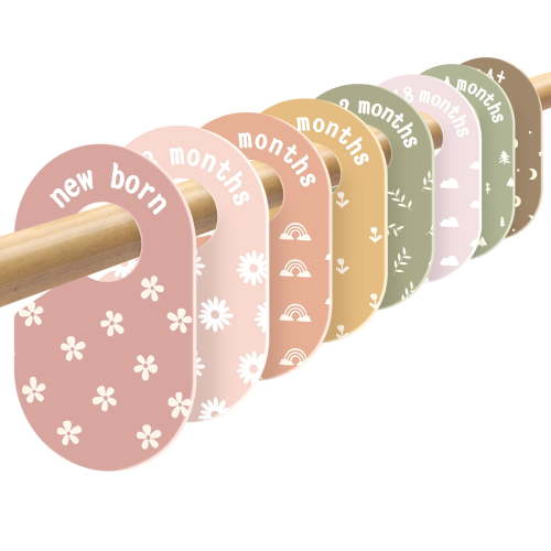 Sinekong Baby Closet Dividers, Double Sided Cute Design Nursery Clothes Size Separators for Newborn to 2T, 8 Pcs