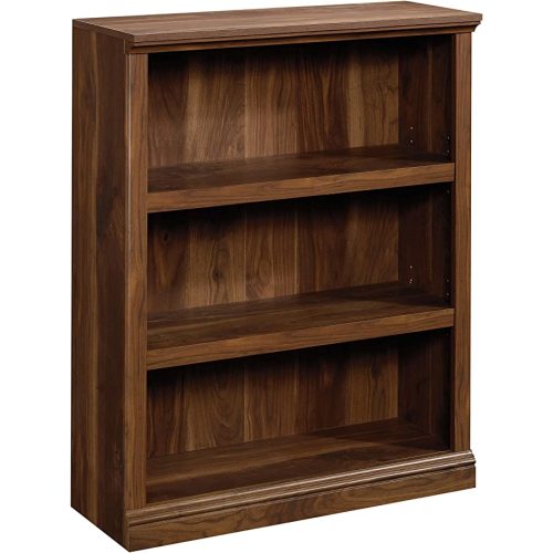 Sauder 3 Tier Book Shelf Wooden Bookcase Multipurpose Bookshelf for Home Office, Living Room, in Grand Walnut