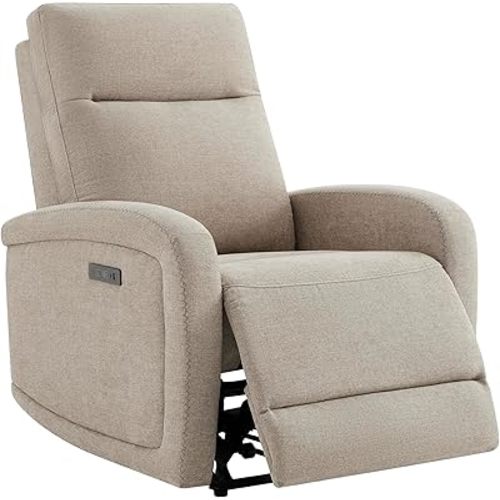 Watson & Whitely Power Recliner Chairs for Adults, Zero Wall Recliners W Power Headrest Type-C Charger, Small RV Recliners Home Theater Seating for Living Room, Fabric in Khaki