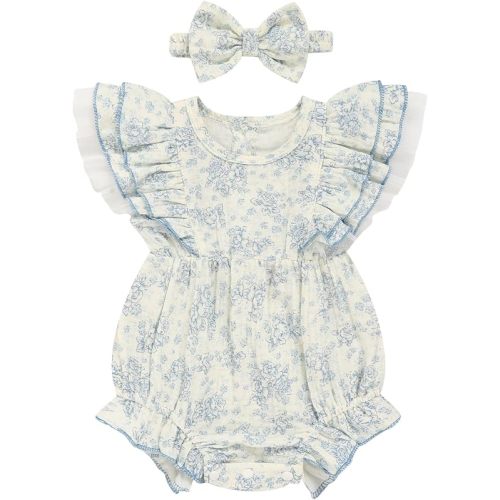 TITKKOP Ruffle Bubble Romper for Baby Girl | One-Piece Shorts Jumpsuit | Summer Outfit & Dress for Infants 0-18M