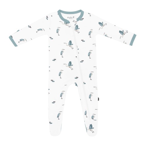 Zippered Footie in Blue Heron