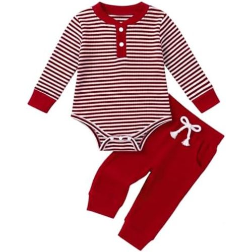 Baby Boy Clothes Ribbed Knit Fall Winter Romper and Pants Outfits