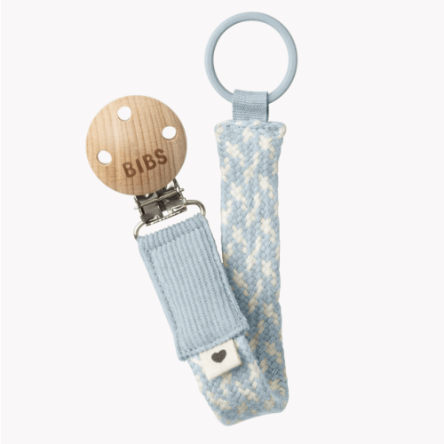 Braided Pacifier Clip Baby Blue & Ivory | bibsworld.com – Bibsworld store US