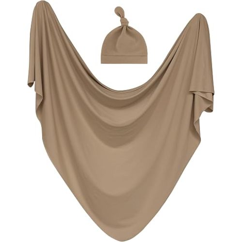MairMore Newborn Swaddle Blanket & Beanie Set, Baby Receiving Blanket