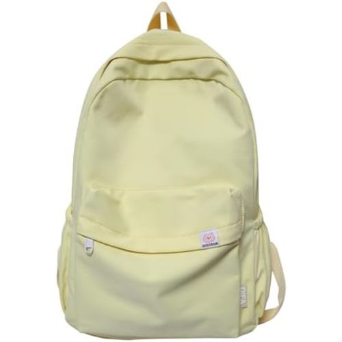 Cute Aesthetic Backpack Y2K Simple Solid Color Kawaii Backpacks Travel Laptop Backpack (Yellow)