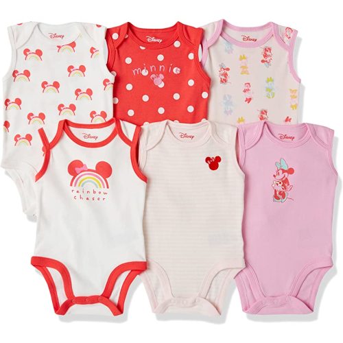 Amazon Essentials Disney | Star Wars | Princess Baby Girls' Sleeveless Bodysuits, Pack of 6