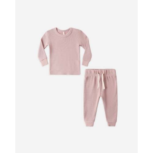 Waffle Top Pant Set Mauve