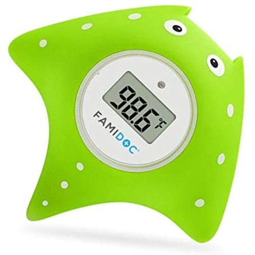 Baby Bath Thermometer with Room Thermometer - Famidoc FDTH-V0-22 NEW Upgraded Sensor Technology for Baby Health Bath Tub Thermometer Floating Toy Thermometer (Green)