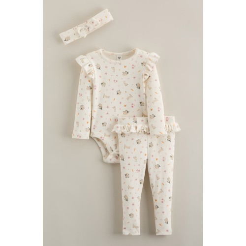 Flutter Bodysuit, Pants & Headband Set, 6M