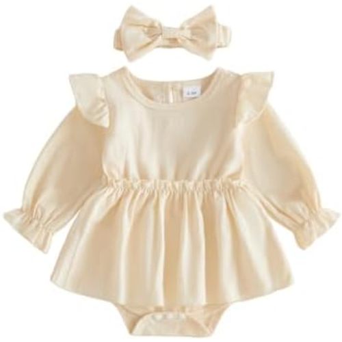 Newborn Baby Girls Fall Outfits Ruffle Smocked Bubble Romper Dresses