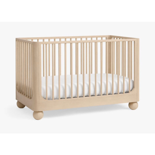 Emery Natural Oak Wood Convertible Baby Crib with Toddler Bed Rail