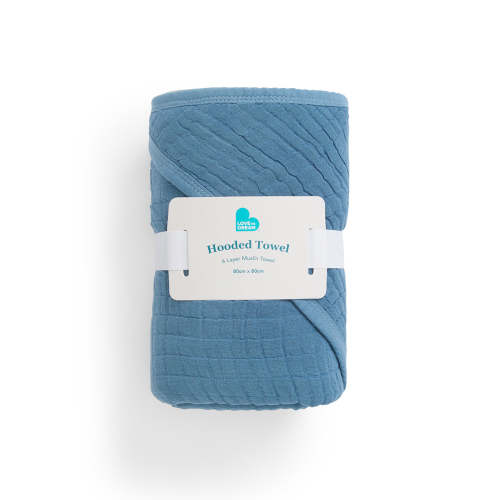 Hooded Towel Muslin Storm Blue