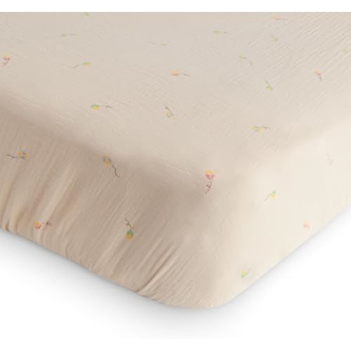 mushie Extra Soft Muslin Fitted Crib Sheet | 192 Thread Count | 28"x 52" (Kites)