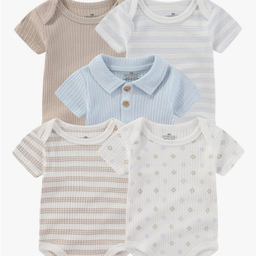 Baby Bodysuits Ribbed Mix Summer Newborn Boy Girl Clothes 5-pack