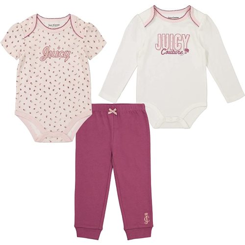 Juicy Couture baby-girls 3 Pieces Bodysuit Pants Set
