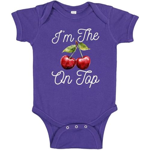 I'm The Cherry On Top Cherry Baby One Piece Bodysuit NB White