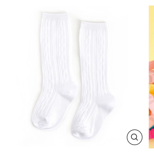 White Cable Knit Knee High Socks