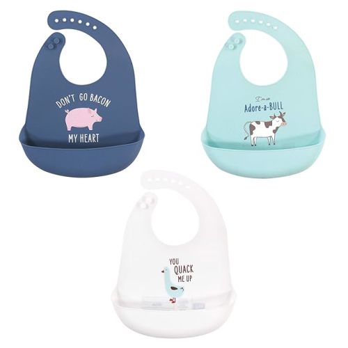 Hudson Baby Unisex Baby Silicone Bibs, Bacon My Heart, One Size