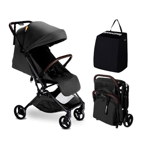 MAMAZING Lightweight Baby Travel Stroller with Carbon Fiber Frame, Compact & Airplane-Friendly, One-Handed Folding Design, 11.6 lbs, Perfect for Toddlers, Jet