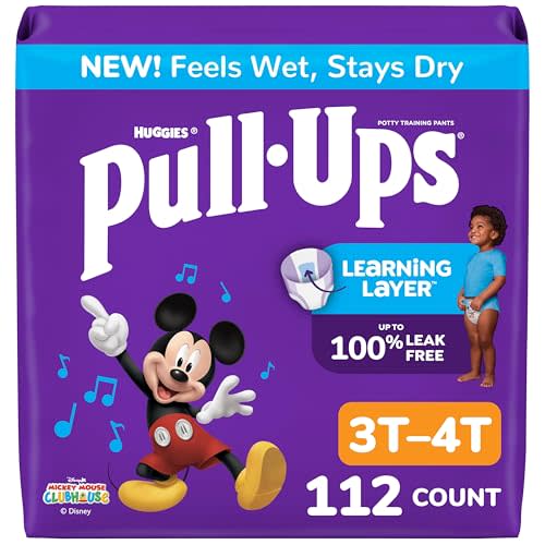 Pull-Ups Boys' Potty Training Pants, Size 3T-4T Training Underwear (32-40 lbs), 112 Count (4 Packs of 28), Packaging May Vary