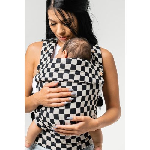 Mabē Monarch Ergonomic Baby Carrier – Premium Cotton Soft Structured Newborn to Toddler Carrier with Hip-Healthy Design, 3 Carry Positions (7-35lbs), Lightweight & Breathable, (Ebony Check)