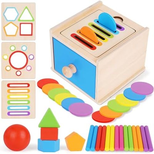 FCSONU Montessori Shape Sorters Toys for Toddler 1-3|Fine Motor Skills Toys