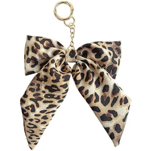 Leopard Print Bow Bag Charm for Purse Handbags Bag Accessories Charms PU Key Charms