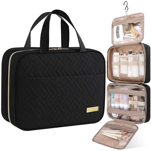 HOTOR Travel Toiletry Bag, Expandable, Hanging with 4 Compartments