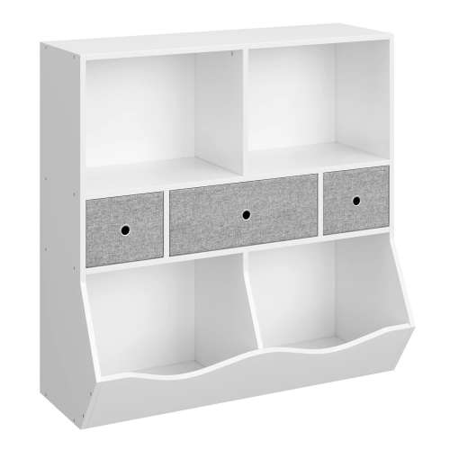 Kids Bookshelf and Toy Storage Organizer with Movable Drawers and Cubbies