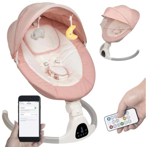 Cuteably Electric Baby Swing Bouncer Rocker for Babies - Pink