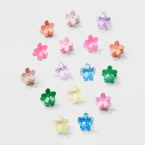 Girls' 16pk Flower Micro Mini Claw Clips - art class™: Fashion Hair Accessories, Acrylic Material, Ages 10-12