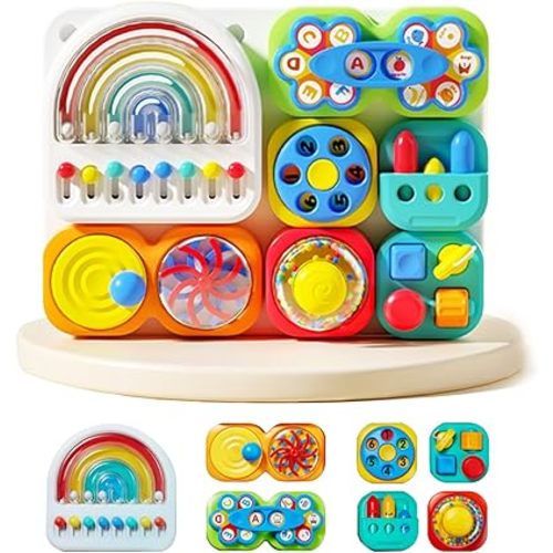auby Busy Board 3.0 Detachable & Assemblable Educational Sensory Toy for Toddlers 1-6 – Portable Learning Activity Board with 7 Travel-Friendly Tools, Fine Motor Skills Development