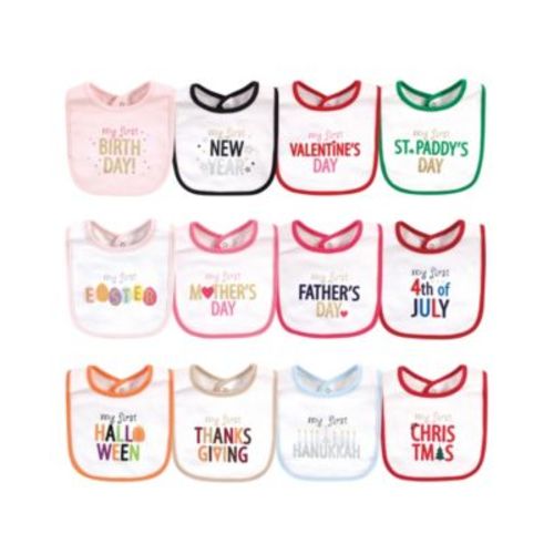 Infant Girl Cotton Bibs 12pk, Holiday Bold Girl, One Size