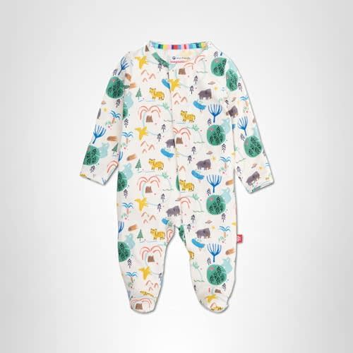 Magnetic Me Boys Modal Magnetic Baby Footie Pajamas| Wooly Big Deal | 0-3 Months
