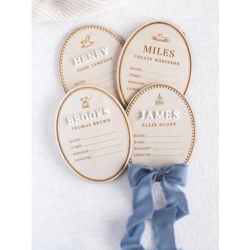 Personalized Birth Stat Name Announcement Sign: Custom Wood Newborn Plaque with bow, baby keepsake