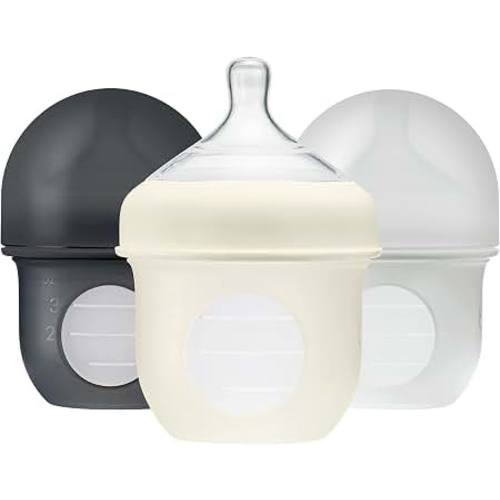 Amazon.com: Boon Nursh Silicone Baby Bottles - Gray - 4 Oz - 3 Count | 100% Food-Safe Silicone, Made Without BPA Or PVC, Slow Flow, Air-Free Feeding, Helps Reduce Colic Symptoms, Dishwasher Safe