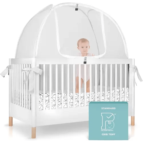Breathable Mesh Crib Tent to Keep Baby from Climbing Out, Crib Net Canopy with Auto-Lock Zipper and Safety Latch, Crib Net to Keep Baby in, Crib Cover for Safety (Mosquiteros para Cunas de Bebes)