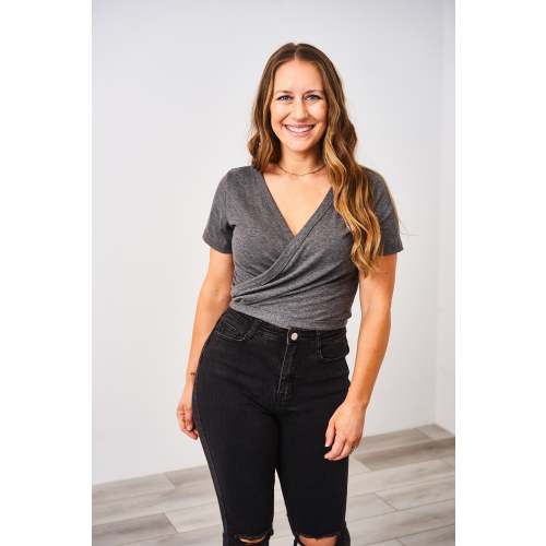 Latched Mama Ribbed Short Sleeve Nursing Wrap Top