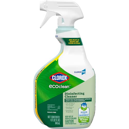 CloroxPro EcoClean Disinfecting Cleaner Spray Bottle, 32 fl. oz. | Disinfects in 2 Minutes, Sanitizes in 15 Seconds, Kills 99.9 Percent of Flu Viruses and SARS-CoV-2, Bleach Free