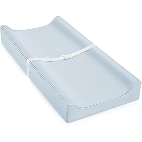 Vegan Leather Changing Pad Cover with Zipper - 31"X 16" - Waterproof Wipeable, Extra Thick & Portable & Non-Slip Diaper Mat - Fits Standard Changing Tables (Blue)