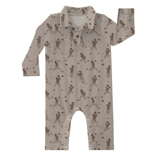Long Sleeve Polo Romper- Football – Goosies