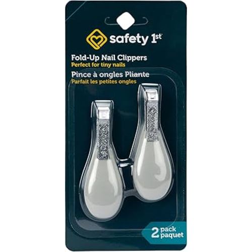 Safety 1st Fold-Up Nail Clippers (2-Pack) – Safe for All Ages, Gentle & Precise Nail Care for Babies, Easy-Grip Handle, Durable Stainless Steel Blades, Compact & Travel-Friendly for Diaper Bag